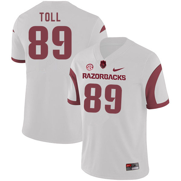 Men #89 Blayne Toll Arkansas Razorbacks College Football Jerseys Sale-White